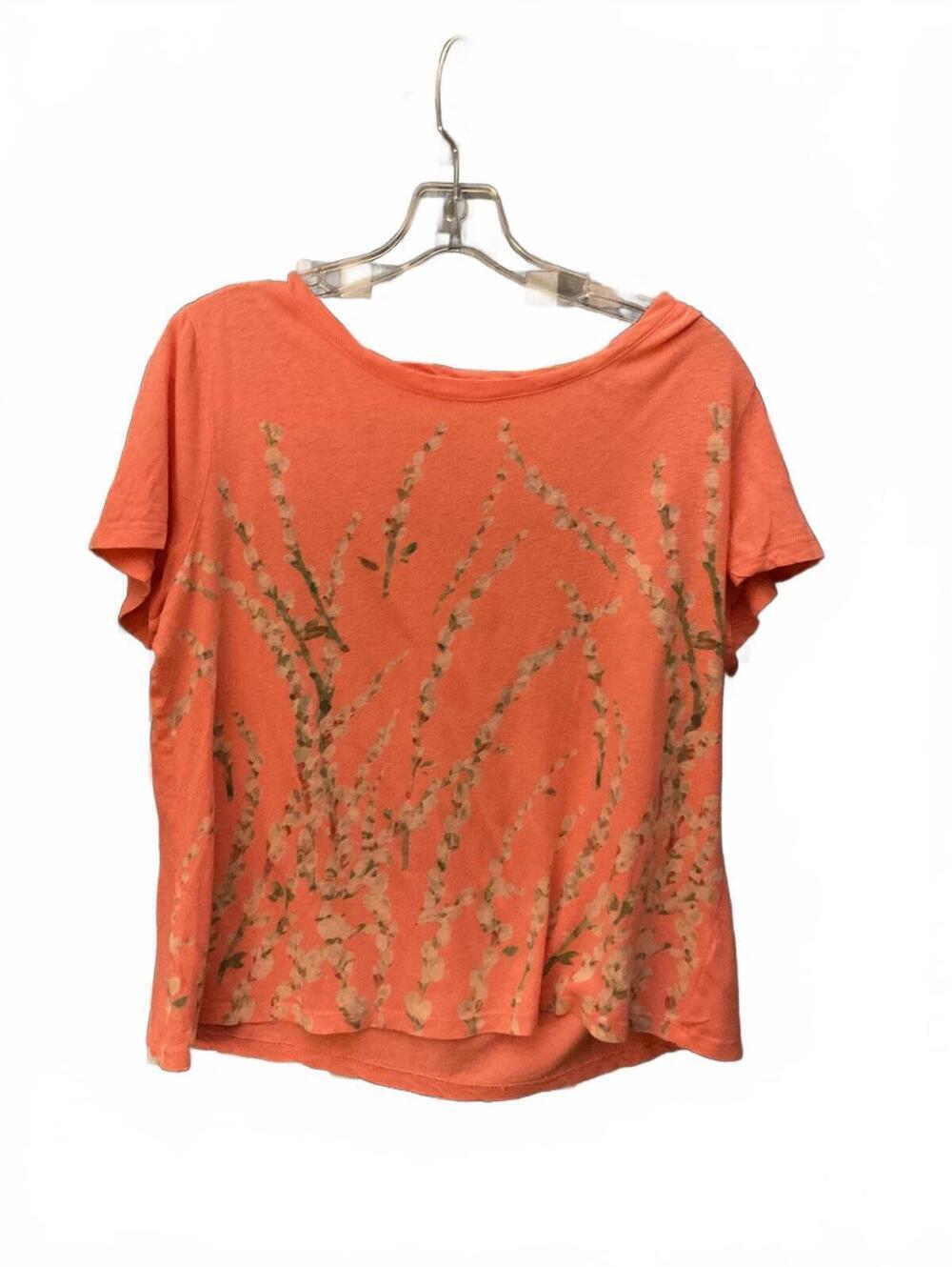 Talbots Linen Blend Cropped TShirt with flower stems Size XL